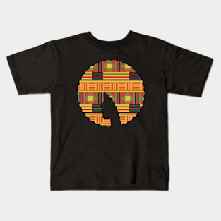 Afro Hair Woman with African Pattern, Black History Kids T-Shirt